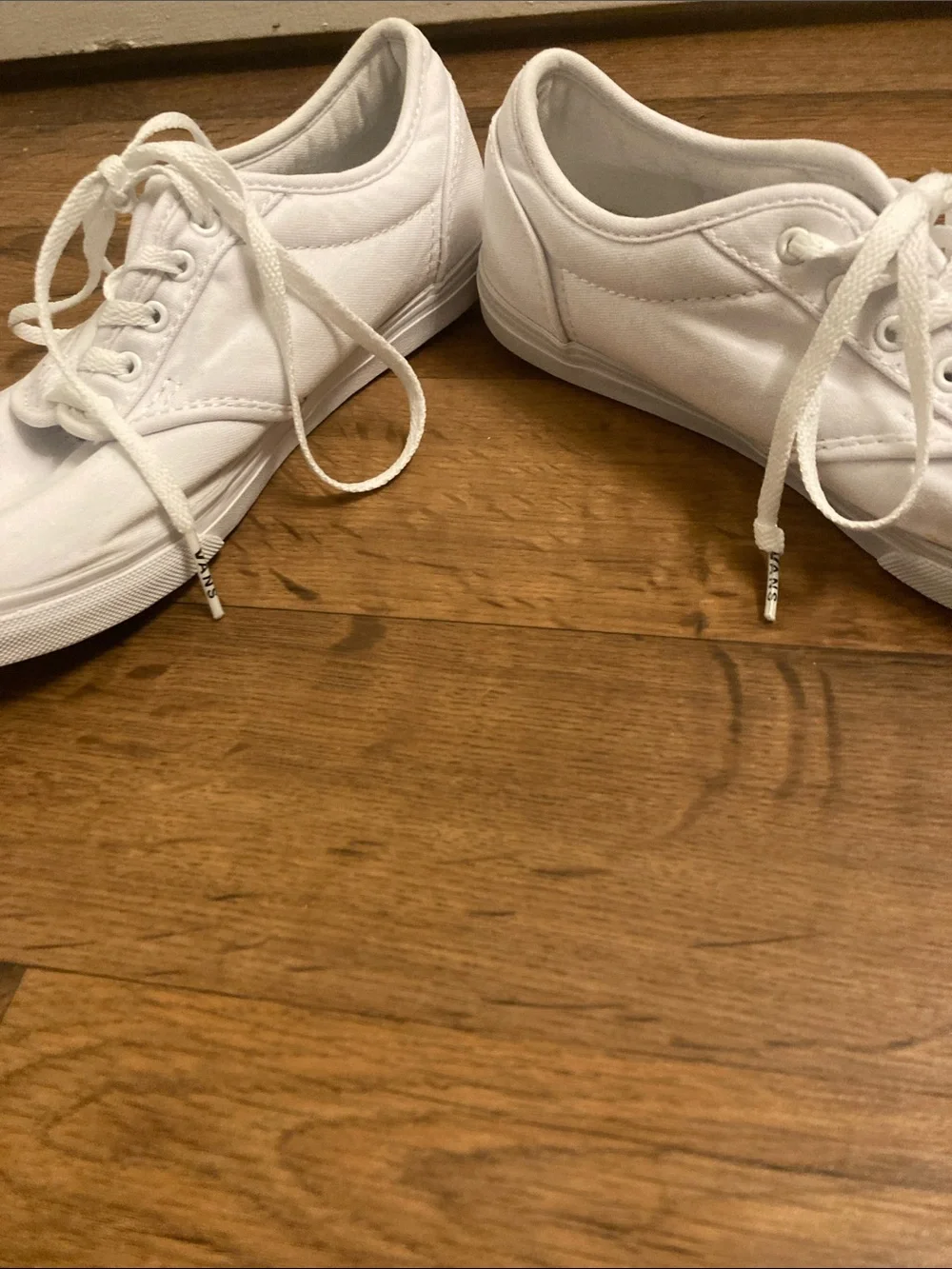 Vans Women's White Canvas Lace-Up Flats